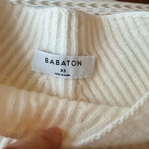 Babaton Chalmers Sweater Ivory Wool Linen Blend Ribbed Knit Size XS - Picture 2 of 6